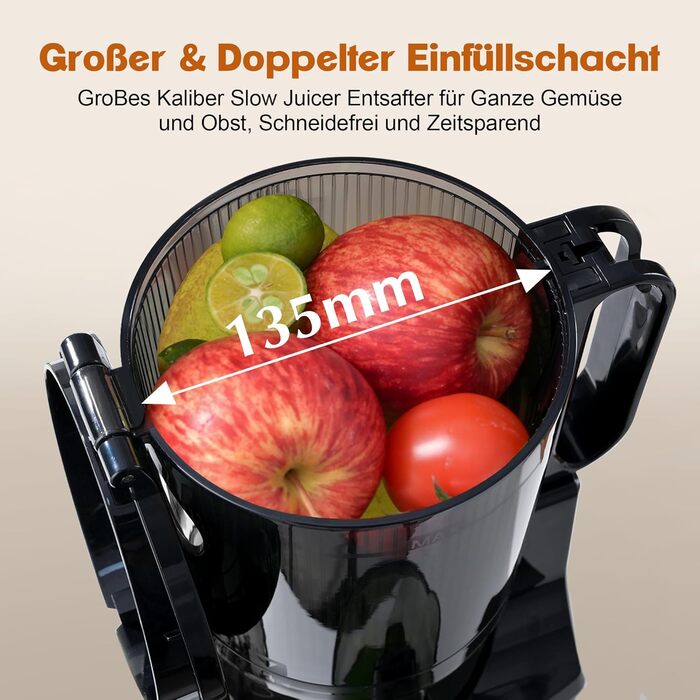 Фреш-прес Fretta Slow Juicer: Швидкий та Зручний Електричний Соковитискач для Овочів та Фруктів (1.8л, 250W, Чорний)