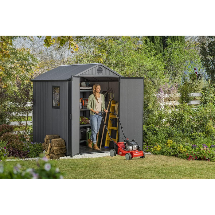 Садовий будиночок KETER Darwin 2,8 м² сірий (6x6) з Evotech пластику, з дверима та вентиляцією, 25x184x205 см