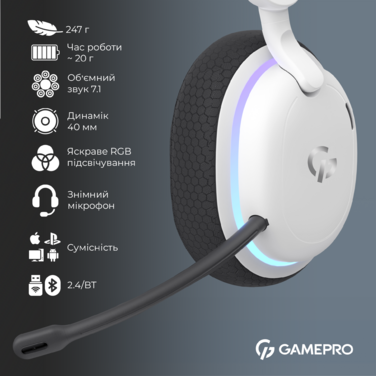 Бездротова ігрова гарнітура GamePro Asgard Bragi (HSW250W)