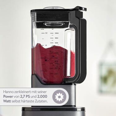 Hochleistungsmixer SPRINGLANE Hanno – блендер для приготування смузі, 2000 Вт, 32000 об/хв, самоочищення, збірник рецептів та насадка-стійка, антрацит