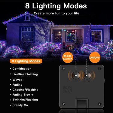 Сонячна гірлянда STANBOW 7.5м, 50 LED кристал, водостійка, 8 режимів, для балкона, саду, дерев, тераси, весіль, різдвяна, мультиколір
