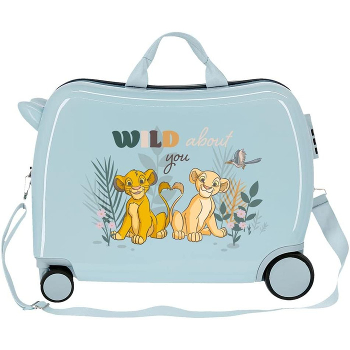 Дитяча валіза Disney Before The Bloom, жорсткий ABS, 50x38x20 см, 34 л, 3 кг, синя, кодовий замок, 4 колеса, Король Лев