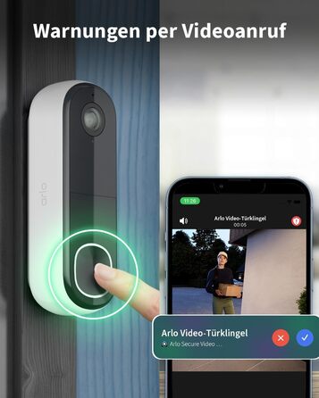 Arlo 2K HD відеодзвінок із камерою, бездротовий Wi-Fi домофон з датчиком руху, двостороннім аудіо, сиреною, нічним баченням, сумісний зі Smart Home та Alexa, білий, тестовий період Arlo Secure Plan