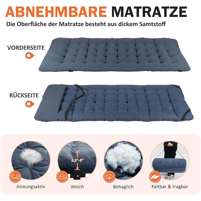 Складане польове ліжко ATORPOK SHOP для кемпінгу, до 200 кг, з бічною кишенею, портативне гостьове ліжко для дому, саду, подорожей, кемпінгу та відпочинку