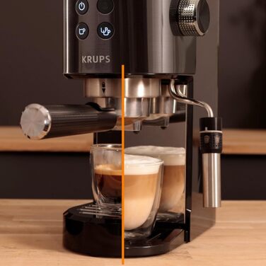 Кавомолка електрична Krups GVX212 з регулюванням помелу та вибором кількості чашок, жорна з нержавіючої сталі, чорна