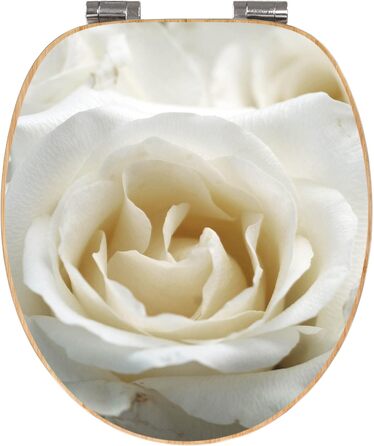 Сидіння для унітазу з бамбука banjado White Roses, плавне закривання, дерев'яний туалетний кришка з автоматичним опусканням, універсальний розмір