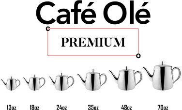 Чайник Café Olé PT-048 преміум з нержавіючої сталі 1,4 л, безкапельний, сріблястий