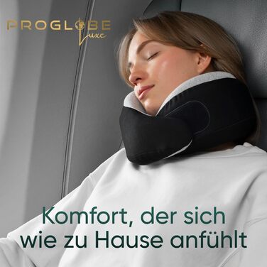 Подорожні подушки для шиї Proglobe Luxe з ефектом пам'яті (Memory Foam) з підтримкою підборіддя та сумкою для зберігання, Антрацит