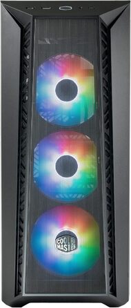 Корпус для ПК Cooler Master MasterBox 520 Mesh, Mid-Tower ATX, 3 встановлених вентилятори, сітчаста передня панель, скляна бічна стінка, ARGB-контролер, чорний