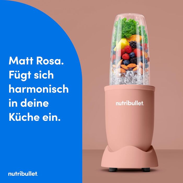 Nutribullet Pro 900 Блендер для смузі та коктейлів, 900 Вт, матово-рожевий (NB904MASN) - професійний міксер для фруктів та овочів