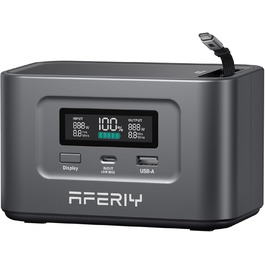 Портативна електростанція AFERIY 100W, 99.2Wh/31000mAh, PD3.0, сонячна зарядка 100W, 6-рівневий захист, для подорожей, кемпінгу, надзвичайних ситуацій
