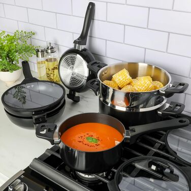 Набір посуду Kenmore Elite Andover з кованого алюмінію з антипригарним покриттям, блакитний Glacier Blue, 10 предметів