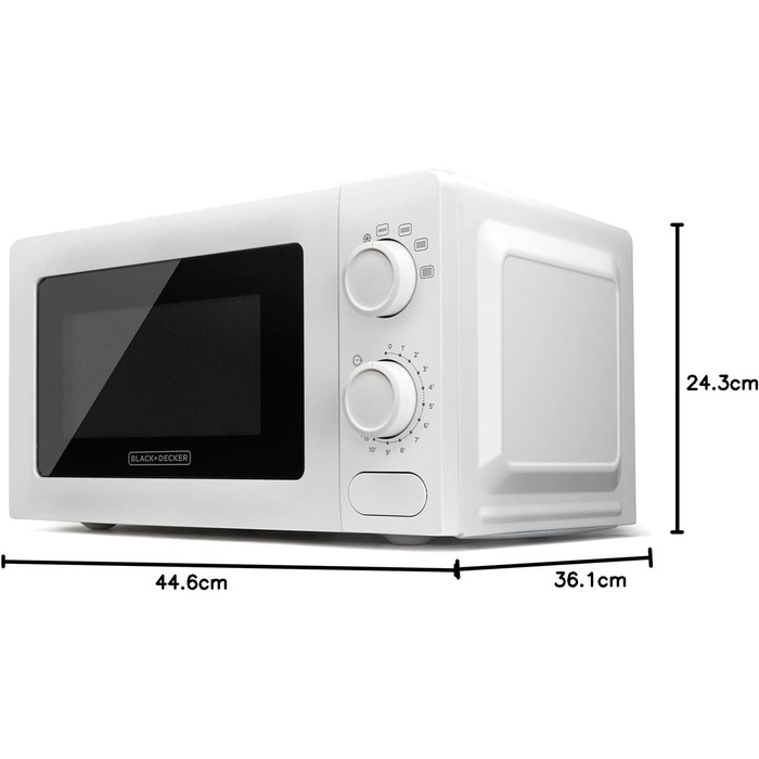 Мікрохвильова піч Black+Decker BXMY700E, 20 л, 700 Вт, 6 режимів, таймер, біла