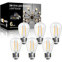 25 LED-ламп E27 2W, тепле світло 2700K, скляні, для ліхтарів та гірлянд, не димуються, заміна 20W