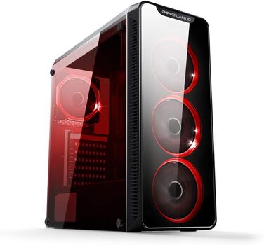 Ігровий корпус для ПК EMPIRE GAMING Warmachine ATX, середній, 4 безшумні вентилятори, LED-RGB-підсвічування, 11 режимів, скло спереду та збоку