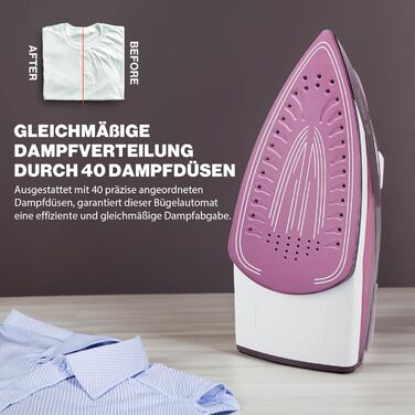 Парова праска Clatronic DB 3705 з керамічною підошвою, 2600 Вт, 7 функцій, плавне регулювання температури, Soft-Touch кнопки