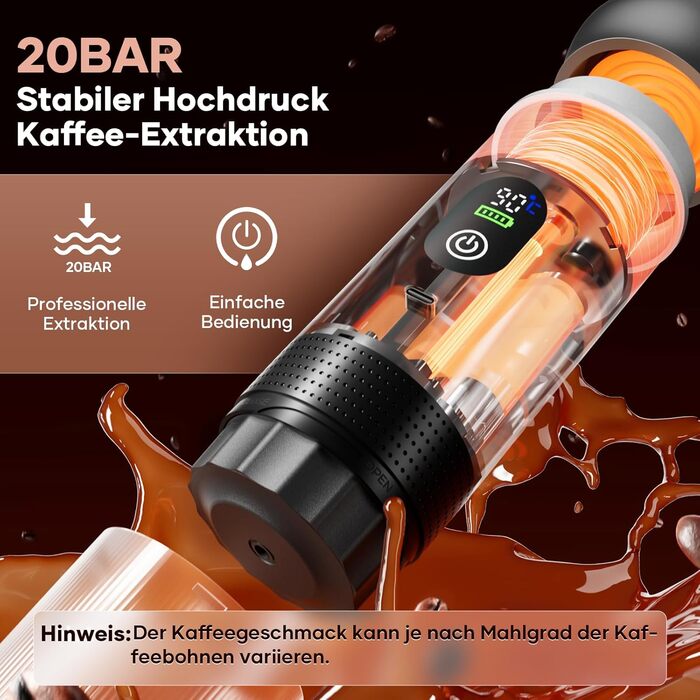 Портативна кавомашина Espresso Kejector з акумулятором: для дому, в подорожах, в авто. 3-в-1: кава, еспресо, капсули. Digital display, металевий сірий.