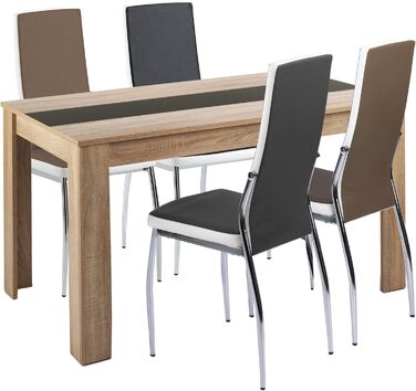 Обідній стіл byLIVING NORI 120×80 см, кухня, світло-коричневий, дуб сонома, реверсивна стільниця (чорна або біла)
