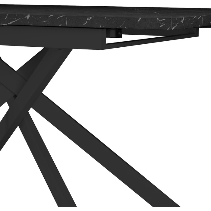 Розсувний обідній стіл LARS B&D Home, 120-160 x 80 см, для 4-6 осіб. Кухонний стіл з дерева, чорний, Industrial modern, Texas-Eiche, 11202-XS-EITE (Marmor-schwarz/Schwarz)