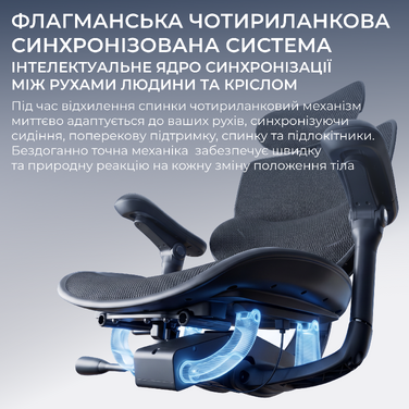 Крісло офісне Sihoo C500 V2 Black з підставкою для ніг