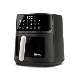 Аерофритюрниця Girmi FG26 Ecofrit Bis з двома зонами приготування, 9 л, 2400 Вт, цифровий дисплей, антипригарне покриття, BPA/PFOA Safe, чорний/сріблястий