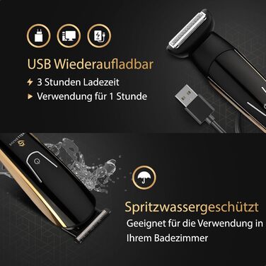 Wellshave 5 в 1 Тример для бороди та тіла чоловічий, багатофункціональний, з регулюванням довжини