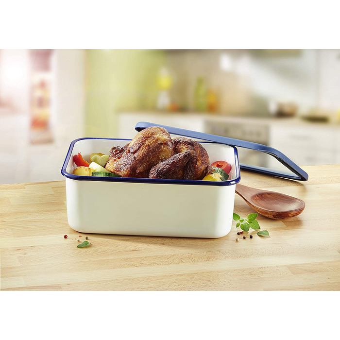 Емальований контейнер HoneyWare CLASSIC LINE 2,8 л з кришкою, висока, для зберігання їжі, термостійкий до 400°C, підходить для духовки, плити, гриля