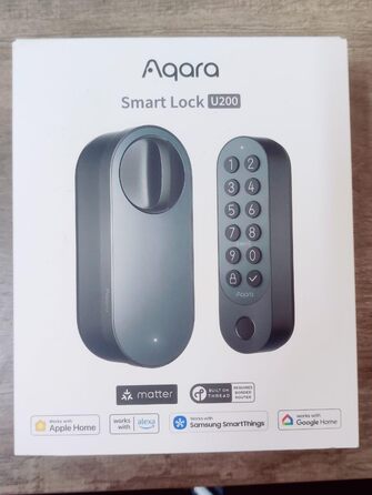 Розумний дверний замок Aqara U200 з відбитком пальця, Matter Over Thread, сумісний з Apple Home Key, акумулятор, підтримка Apple Home, Google Home, Alexa, SmartThings, чорний