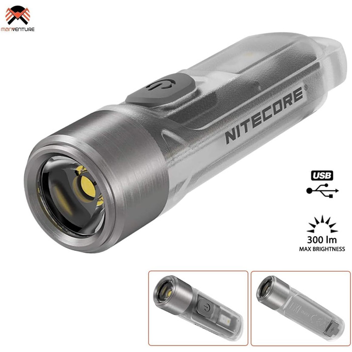 Міні-ліхтарик Nitecore TIKI, надяскравий, 300 лм, UV світло, перезаряджуваний, брелок-ліхтарик