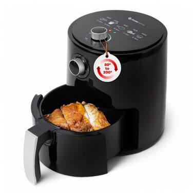 Аерофритюрниця SwissHome PETIT 2.5Л, 1200Вт, без олії, таймер 30 хв, регулювання температури 80-200°C, знімний кошик
