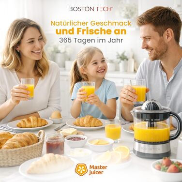 Електрична цитрусовижималка Boston Tech MasterJuicer 700 мл з нержавіючої сталі - 40W, подвійна конусна система, без BPA, висока продуктивність