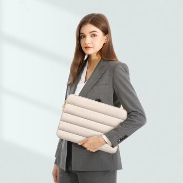 Захисний чохол-сумка для ноутбука MOSISO Puffy 15 дюймів, м'який padded sleeve (колір: пісочний)
