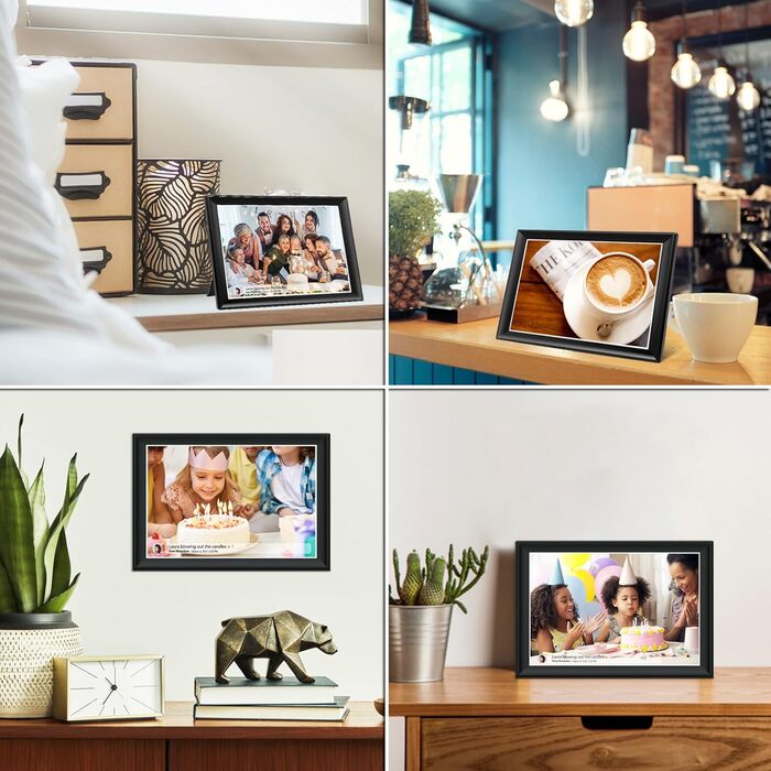 FRAMEO Цифрова фоторамка FRAMEO 11 дюймів, 64 ГБ, WiFi Smart, сенсорний екран FHD 1920 x 1280, IPS, автоматичне обертання, підтримка SD-карт на USB-накопичувачі, 2,4/5 ГГц, керування застосунком через Frameo