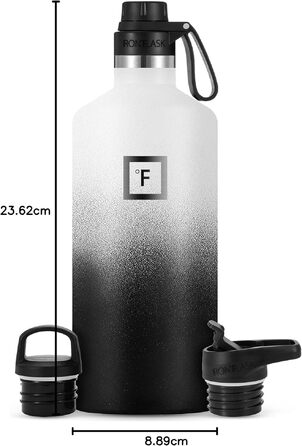 Термофляга IRON °FLASK 950 мл з 3 кришками - не протікає, подвійні стінки, ізольована, BPA-free, для спорту, школи, фітнесу, кемпінгу (з носиком)