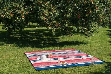Велика туристична ковдра Walser XXL 200x200 см, водонепроникна, теплоізоляційна, складана пляжна ковдра з ручкою, червоно-синя, для кемпінгу та відпочинку