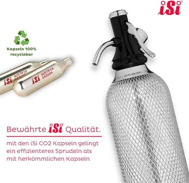 Сифон для газування води iSi Sodamaker Classic 1,0 л, з пляшкою PEN в сталевій оплітці, пристрій для приготування газованої води, аксесуар для бару у вінтажному стилі