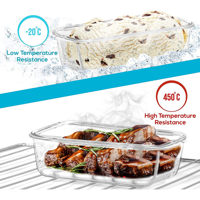 KICHLY Набір із 18 скляних контейнерів для зберігання продуктів (9 контейнерів + 9 кришок), прозорі, герметичні, без BPA, для їжі