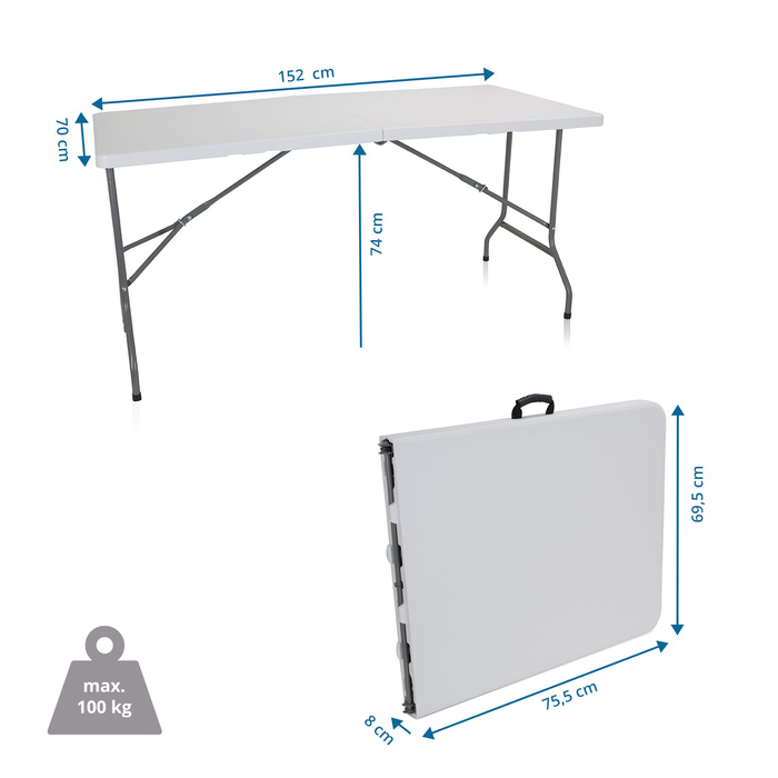 Складаний стіл для презентацій та конференцій EASY UP MULTI II, 152 x 70 см, пластик, білий, hjh OFFICE