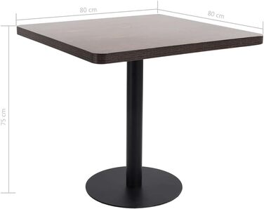 Столик для бістро/бару/кухні 80x80 см, темно-коричневий, MDF