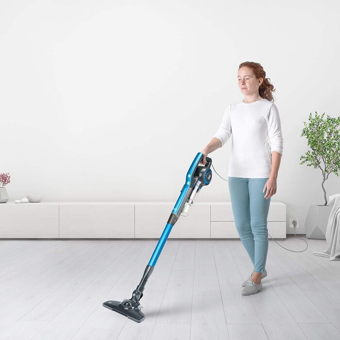 Пилосос 3-в-1 BLACK+DECKER BXVMS600E 600 Вт, ручний і вертикальний, циклонний, без мішка, EPA-фільтр, 6 м кабель, сірий/синій