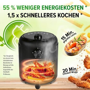 Аерофритюрниця GOURMETmaxx 2,3 л з таймером і сенсорним екраном, 8 функцій, 7 програм, енергозберігаюча, майже без олії, міні-піч, 1000 Вт, чорна