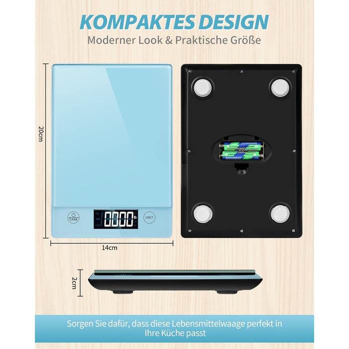 Цифрова кухонна вага з двома платформами, 15 кг, 7 одиниць вимірювання, LCD дисплей, функція тарування, вага для випічки, приготування їжі, подвійна вага (срібна-K211H-blue)