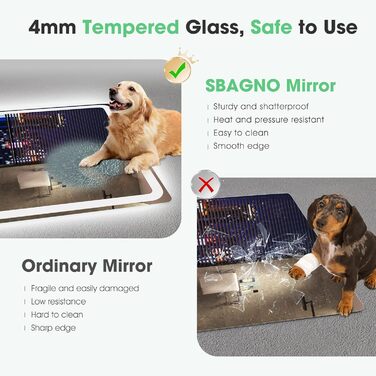 Дзеркало для ванної кімнати S'bagno Bluetooth з підсвічуванням 100x70 см, LED, протитуманне, регулювання кольору 3000K-6500K, диммування, пам'ять, HD-загартоване скло, IP44, горизонтальне/вертикальне