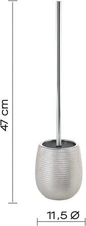 Унітазна щітка Gedy Silber G-Astrid, керамічна, сріблясто-чорна, 47x11,5 см, гарантія 2 роки, дизайн R&S