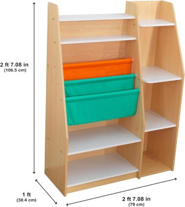 Дитяча книжкова полиця KidKraft Puzzle з дерева, зелена, синя, червона, 3 яруси, для дитячої кімнати, книжкова та іграшкова шафа