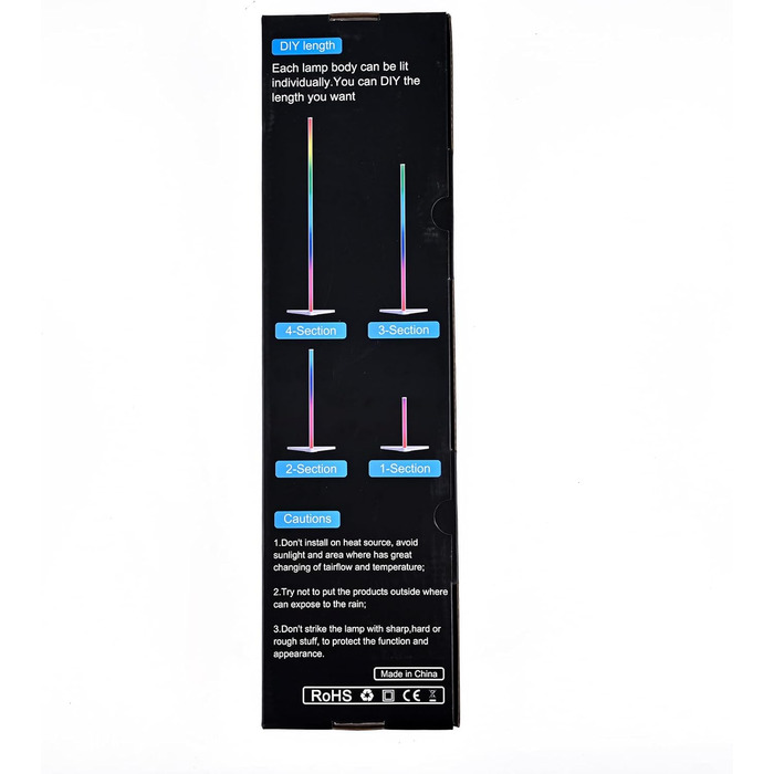 MIWATT LED торшер 143 см для вітальні, RGB, диміруємий, з пультом і додатком, 16 млн кольорів, музичний режим, таймер, чорний