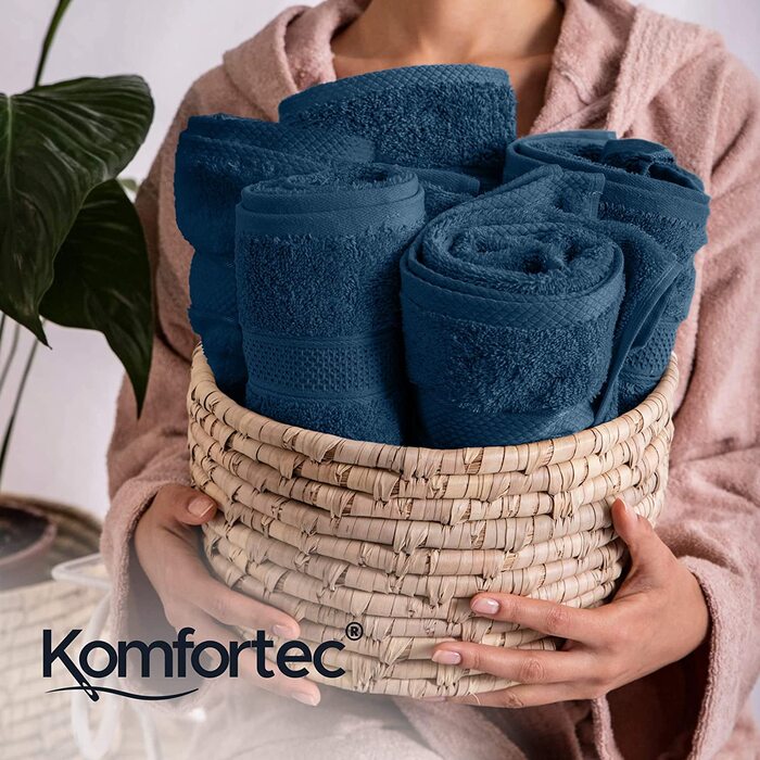 Набір рушників Komfortec 8 шт. з 100% бавовни, 4 банних 70x140 см і 4 для рук 50x100 см, м’які махрові, бірюзові