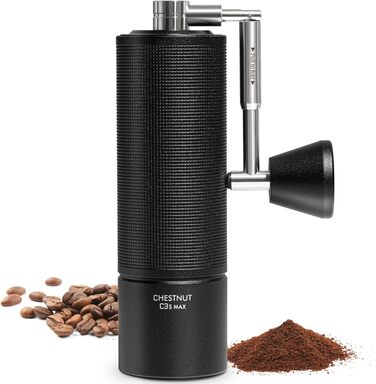 Ручна кавомолка TIMEMORE Chestnut C3S MAX, чорна: для еспресо та френч-прес, з металевим корпусом