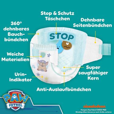 Підгузки Pampers Baby-Dry Paw Patrol Edition розмір 6 (13-18 кг), 164 шт, максимально надійний захист від протікань