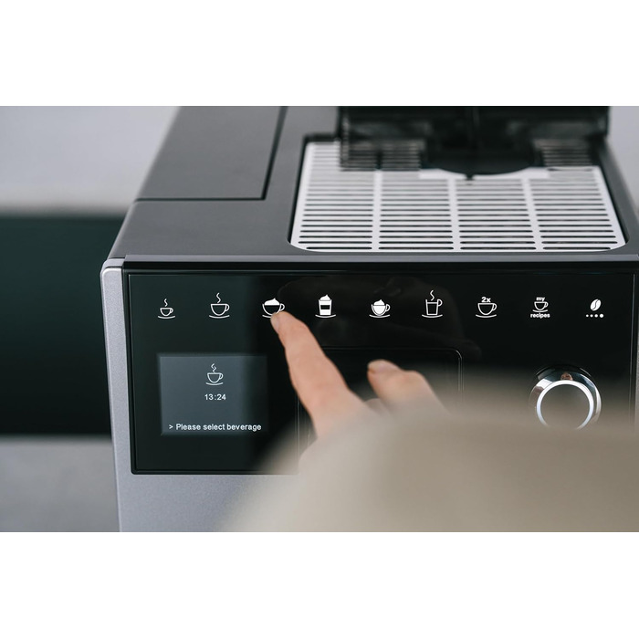 Кавоварка автоматична Melitta CI Touch з молочною системою, вбудованою кавомолкою та капучинатором, для еспресо й капучино, срібляста